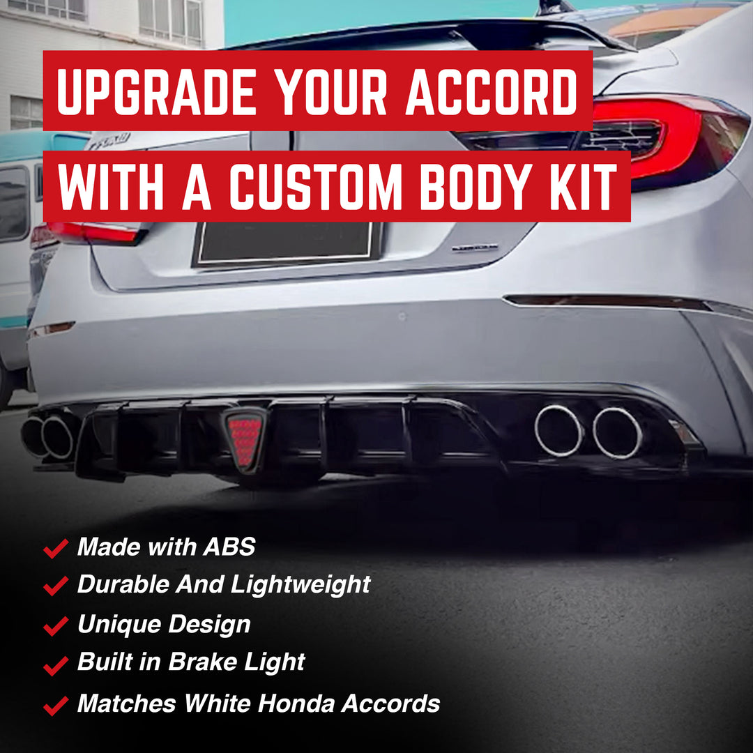 AMERICAN MODIFIED 18-23 Honda Accord Rear Bumper Lip w/LED Light,White(Open Box)