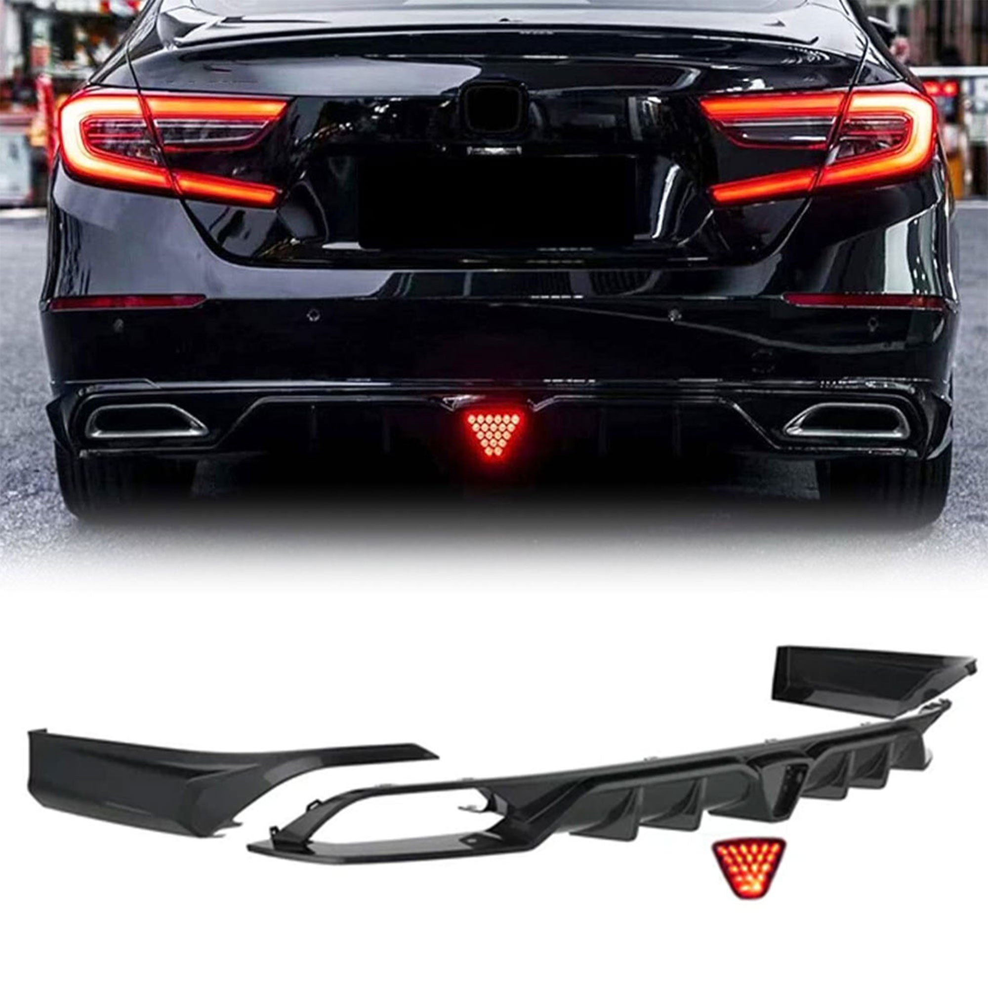 AMERICAN MODIFIED 18-23 Honda Accord Bumper Diffuser Lip w/LED Light,Black(Used) - VMInnovations