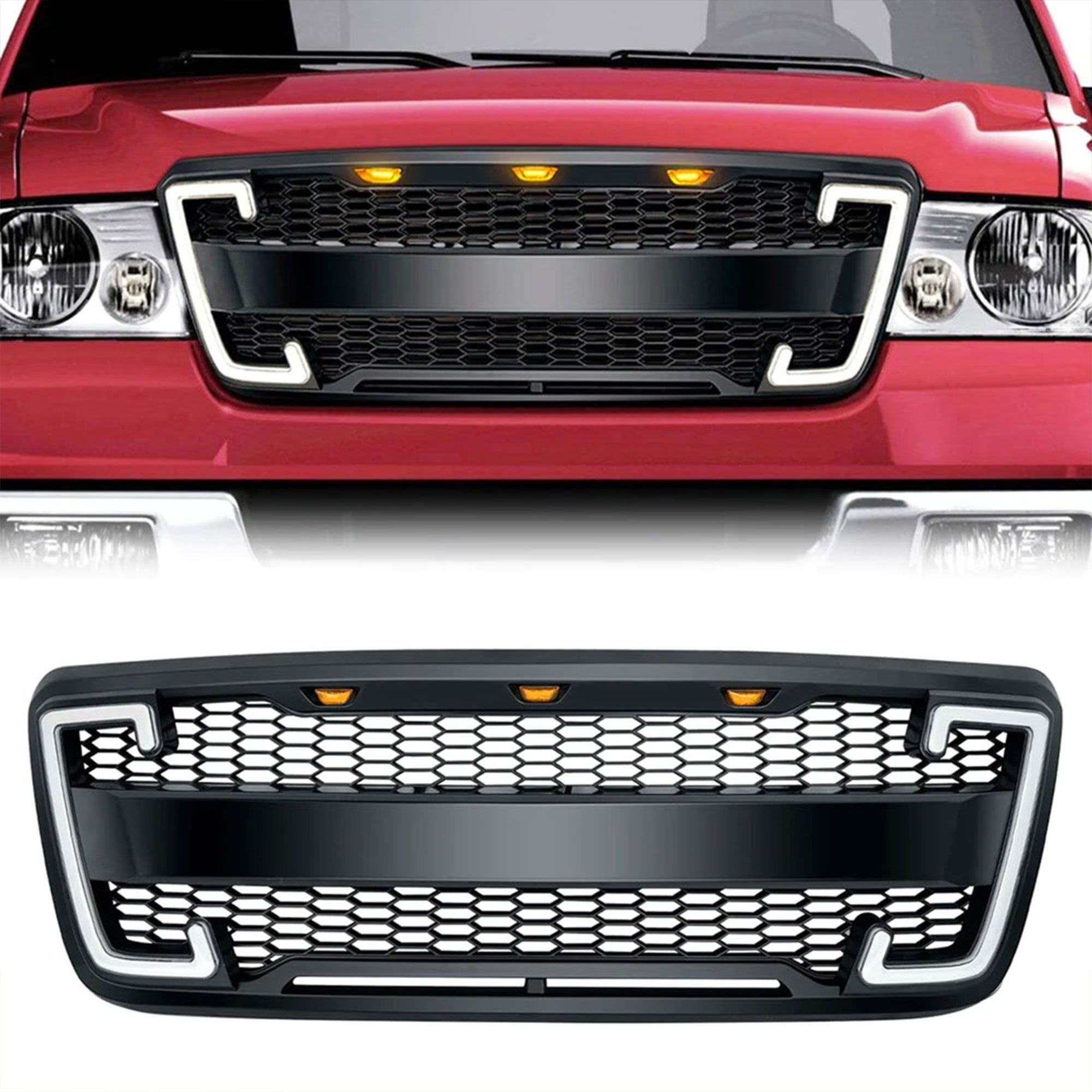 AMERICAN MODIFIED Raptor Grille w/Turn Lights for 2004-2008 Ford F150(For Parts) - VMInnovations