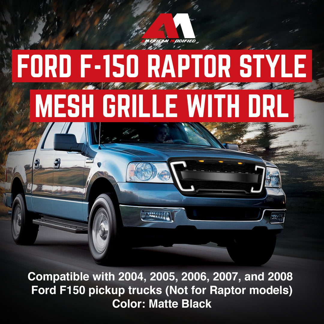 AMERICAN MODIFIED Raptor Grille w/Turn Lights for 2004-2008 Ford F150(For Parts)
