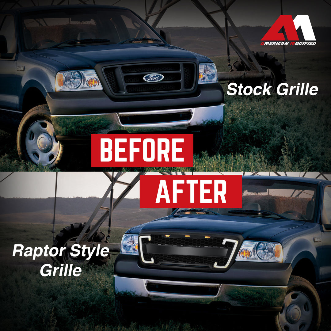 AMERICAN MODIFIED Raptor Grille w/Turn Lights for 2004-2008 Ford F150(For Parts)