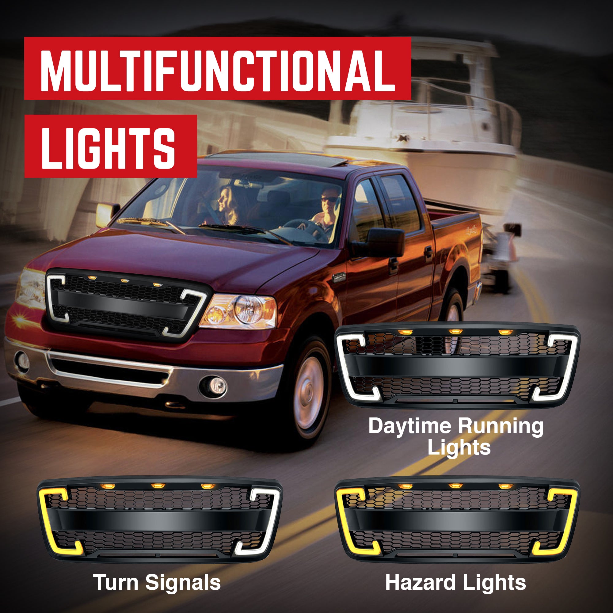 AMERICAN MODIFIED Raptor Style Grille w/Turn Lights for 04-08 Ford F150 (Used) - VMInnovations