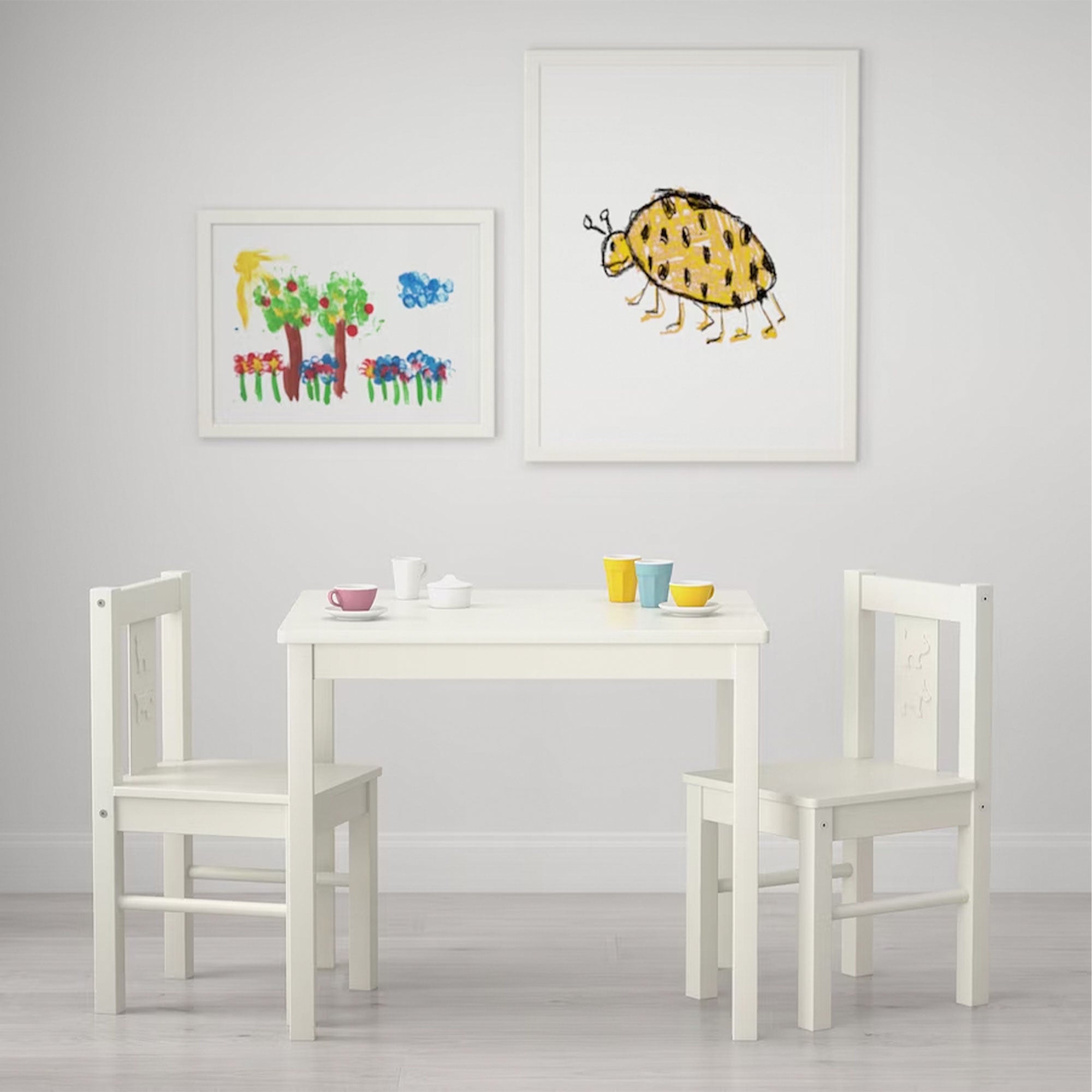 PJ Wood Durable Children's Table for Creative Play, White (Open Box) - VMInnovations