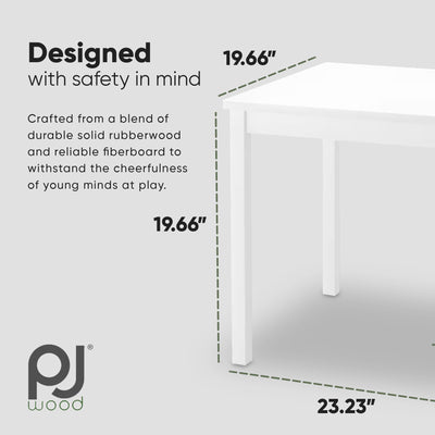 PJ Wood Durable Table for Creative Play, Puzzles and Games, White (Used) - VMInnovations