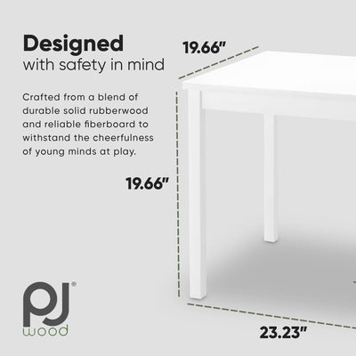 PJ Wood Durable Table for Creative Play, Puzzles and Games, White (Used)