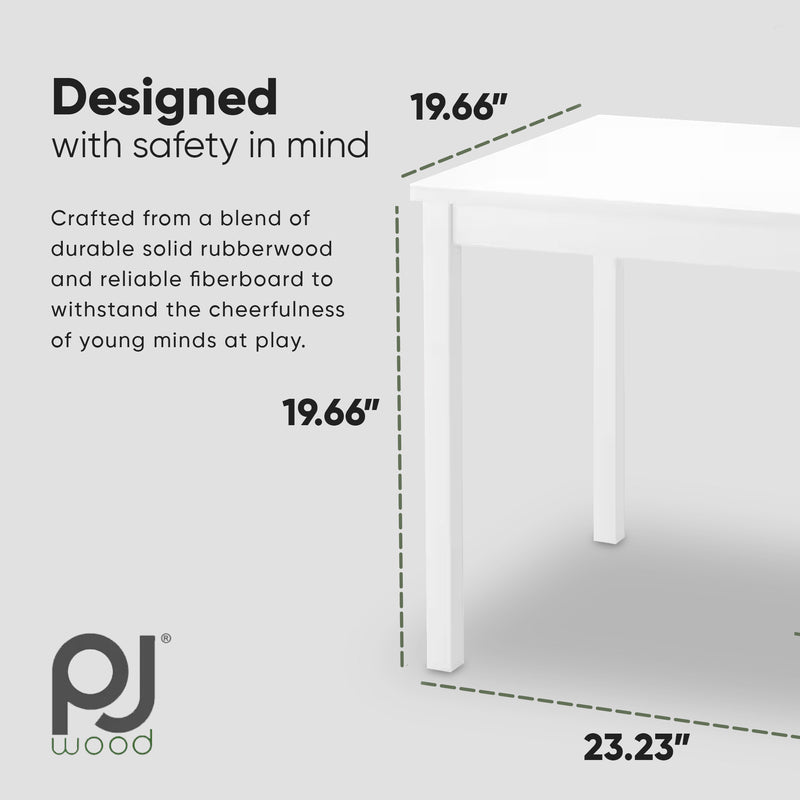 PJ Wood Durable Table for Creative Play, Puzzles and Games, White (Used)