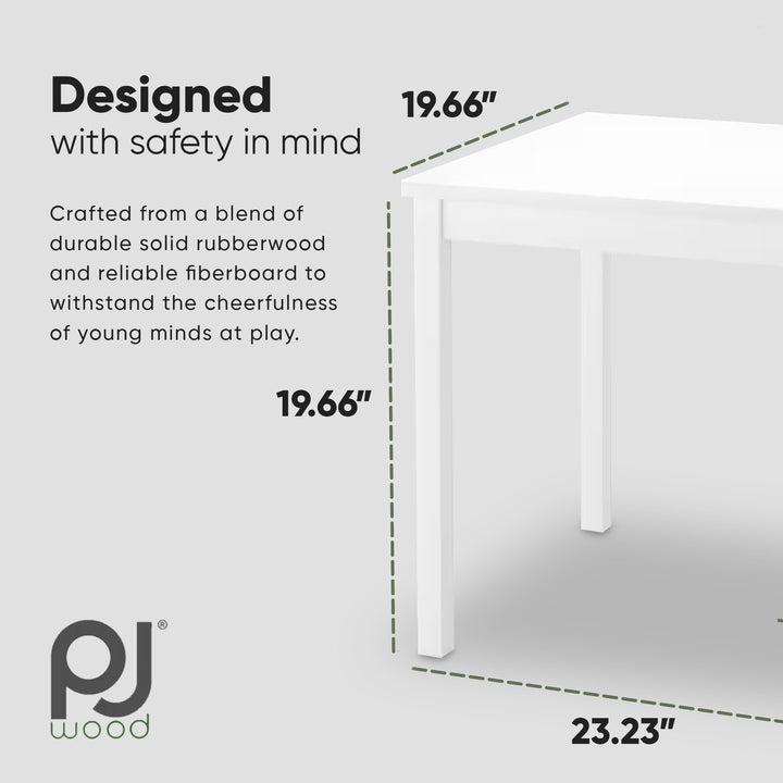 PJ Wood Durable Children's Table for Creative Play, White (Open Box)