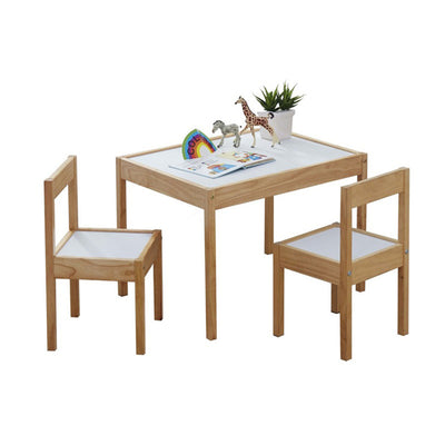 PJ Wood 3pc Table and Chairs Set w/Natural Finish & Dry Erase Surface (Open Box) - VMInnovations