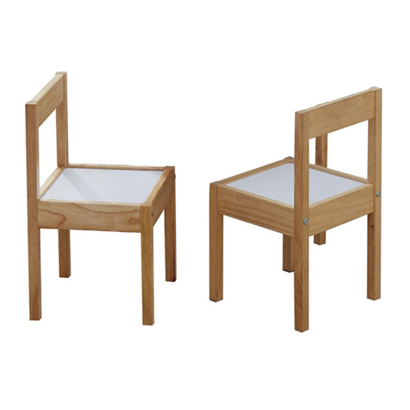 PJ Wood 3 Piece Table & Chairs Set with Natural Finish & Dry Erase Surface(Used)