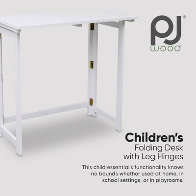 PJ Wood Children's Folding Desk with Leg Hinges for Studying, Arts and Crafts
