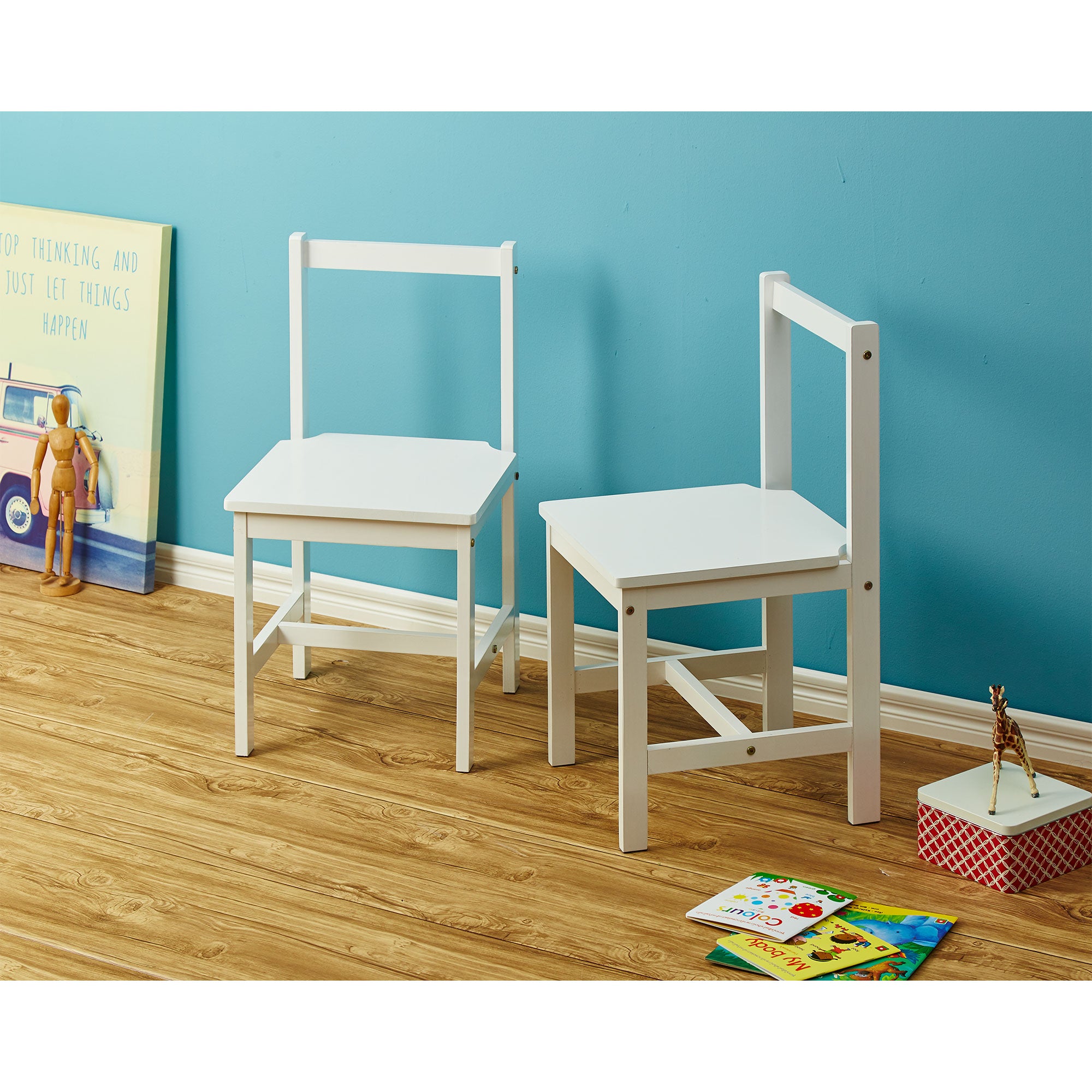 PJ Wood Kids Chair with Back Support for Ages 1-5 Years Old (Set of 2)(Open Box) - VMInnovations