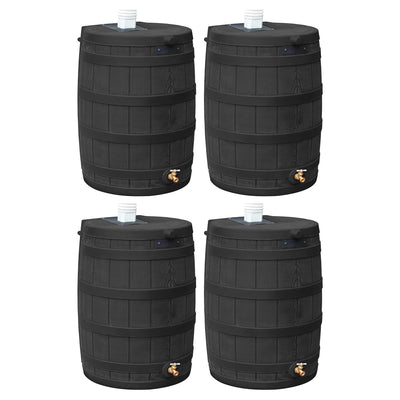 Good Ideas Rain Wizard 50 Gallon Plastic Barrel Water Collector, Black (4 Pack) - VMInnovations