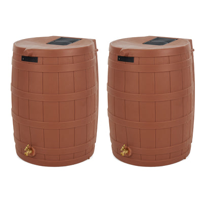Good Ideas Rain Wizard Storage 50 Gallon Rain Barrel, Terra Cotta, (2 Pack) - VMInnovations