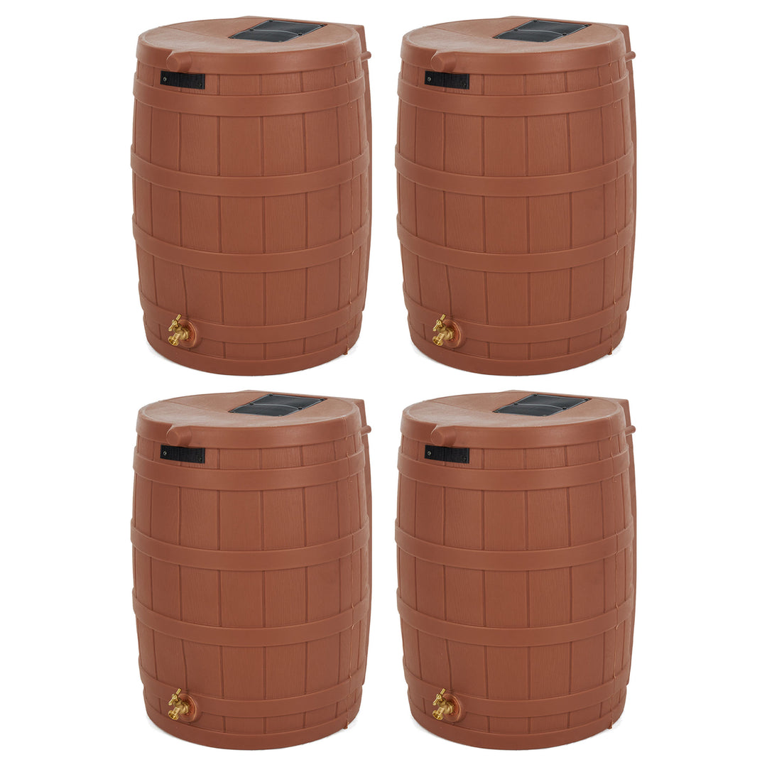 Good Ideas Rain Wizard Storage 50 Gallon Rain Barrel, Terra Cotta, (4 Pack)