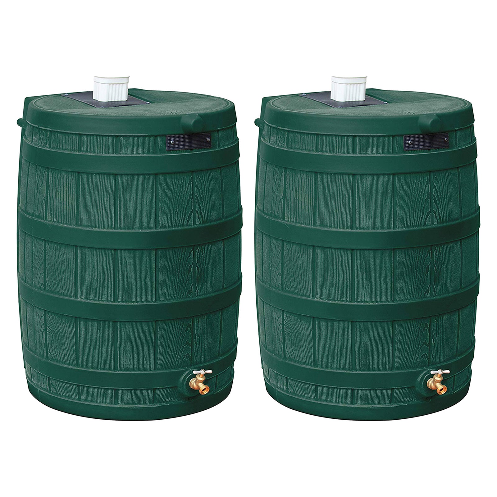 Good Ideas Rain Wizard Water Storage 50 Gallon Capacity Barrel, Green, (2 Pack) - VMInnovations