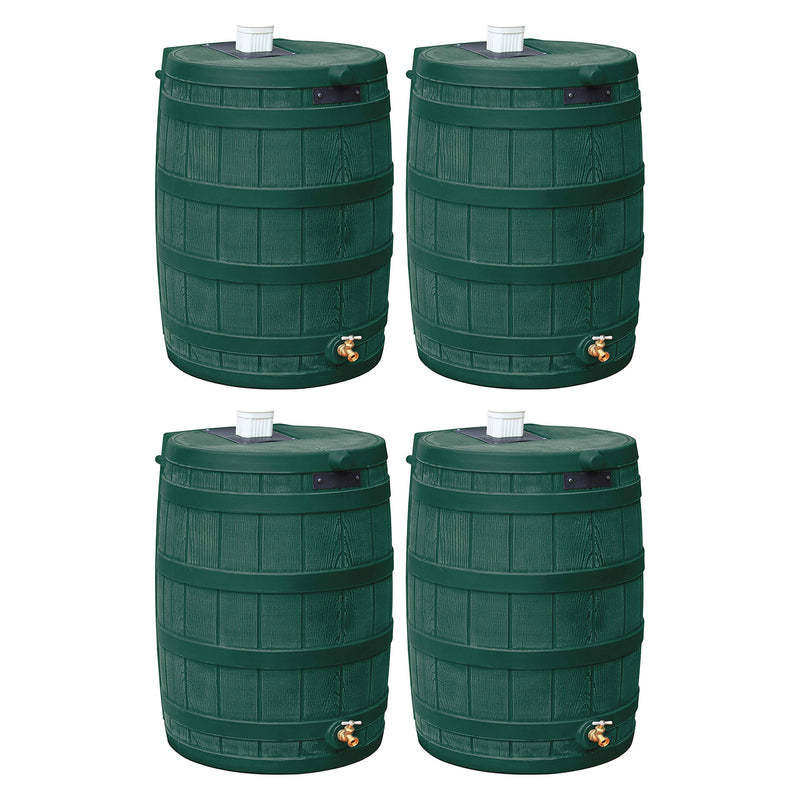 Good Ideas Rain Wizard Water Storage 50 Gallon Capacity Barrel, Green, (4 Pack)