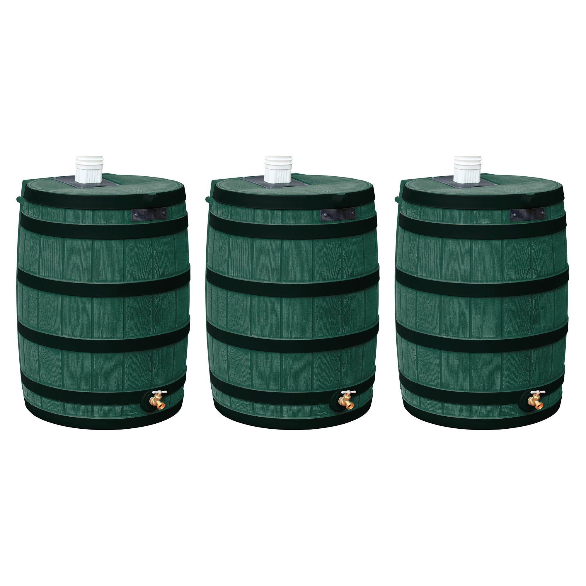Good Ideas Rain Wizard Wood Rain Barrel with Darkened Ribs, Green, (3 Pack) - VMInnovations