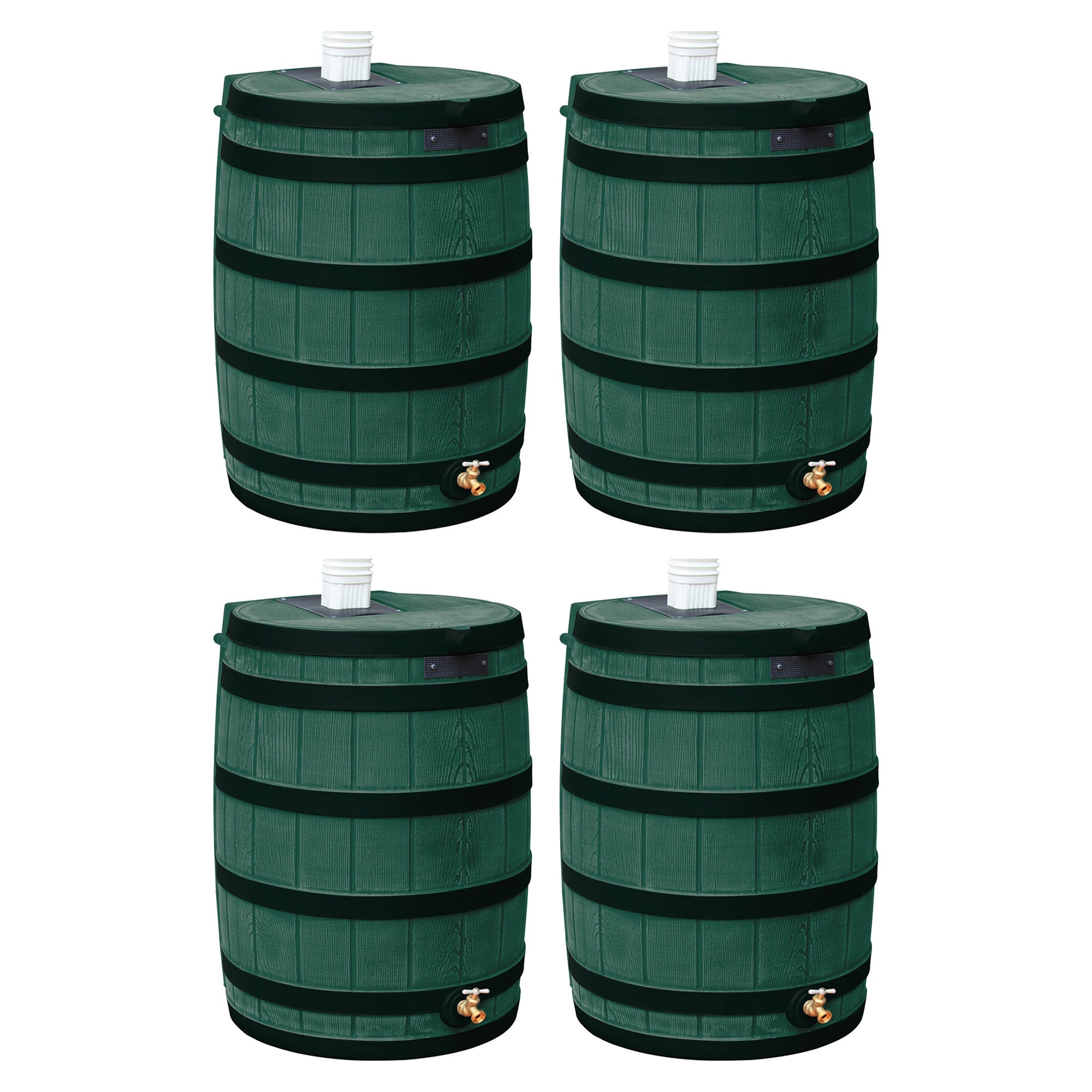 Good Ideas Rain Wizard Wood Rain Barrel with Darkened Ribs, Green, (4 Pack) - VMInnovations