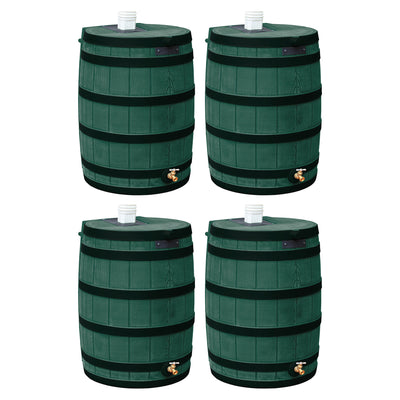 Good Ideas Rain Wizard Wood Rain Barrel with Darkened Ribs, Green, (4 Pack) - VMInnovations
