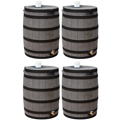Good Ideas Rain Wizard Wood Rain Water Barrel with Darkened Ribs, Oak, (4 Pack) - VMInnovations