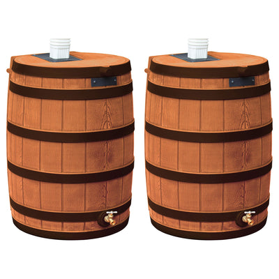 Good Ideas Rain Wizard Rain Barrel with Darkened Ribs, Terra Cotta, (2 Pack)