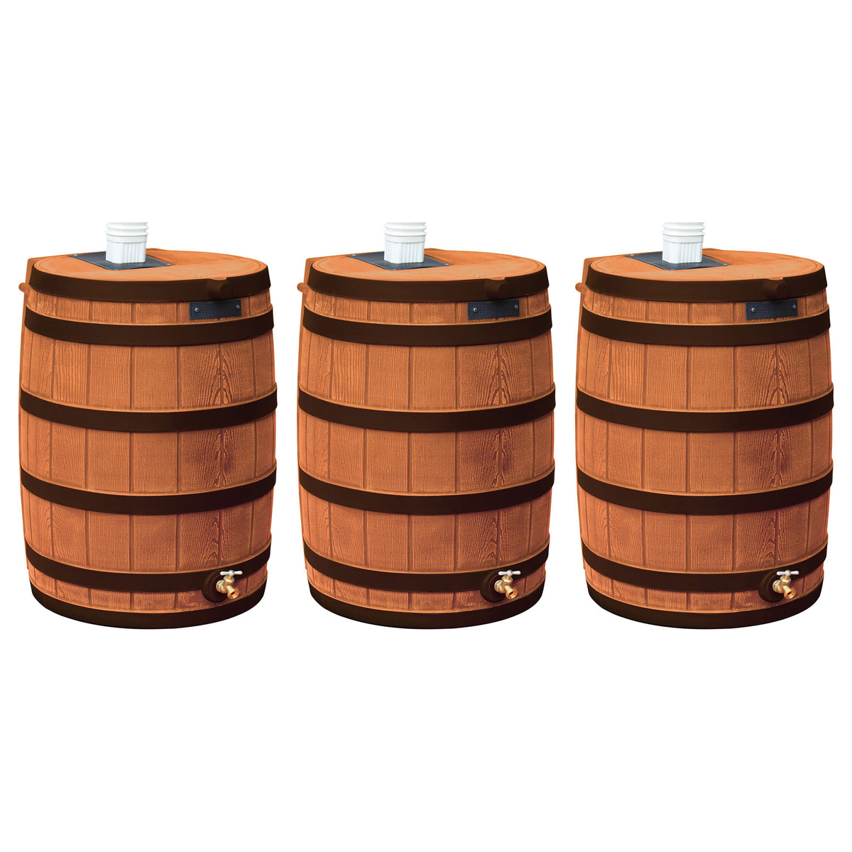 Good Ideas Rain Wizard Rain Barrel with Darkened Ribs, Terra Cotta, (3 Pack)