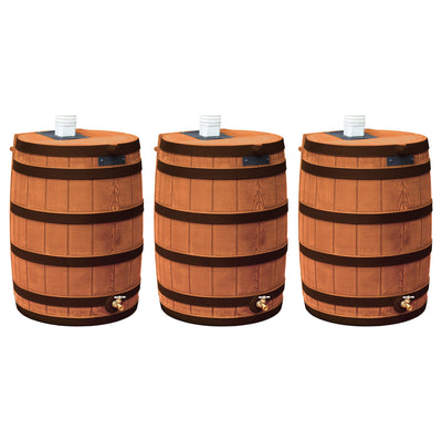 Good Ideas Rain Wizard Rain Barrel with Darkened Ribs, Terra Cotta, (3 Pack)