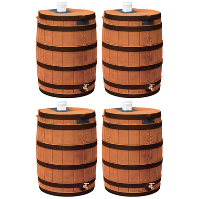 Good Ideas Rain Wizard Rain Barrel with Darkened Ribs, Terra Cotta, (4 Pack)