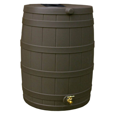 Good Ideas Rain Wizard 40 Gallon Capacity Plastic Rain Barrel Drum, Oak (3 Pack) - VMInnovations