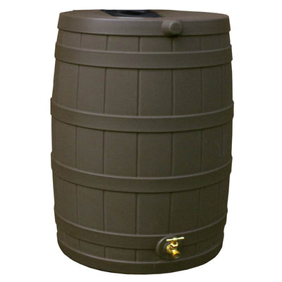 Good Ideas Rain Wizard 40 Gallon Capacity Plastic Rain Barrel Drum, Oak (3 Pack)