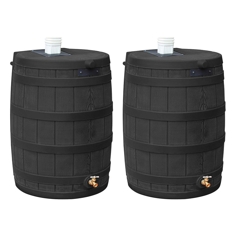 Good Ideas Rain Wizard 40 Gallon Capacity Plastic Rain Barrel, Black (2 Pack)