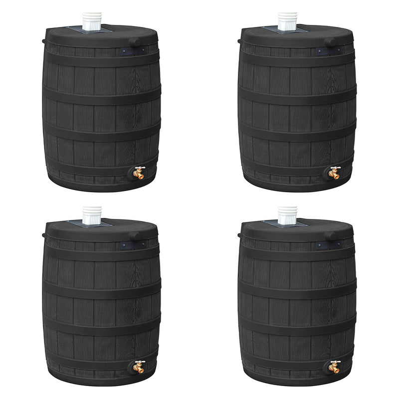 Good Ideas Rain Wizard 40 Gallon Capacity Plastic Rain Barrel, Black (4 Pack)