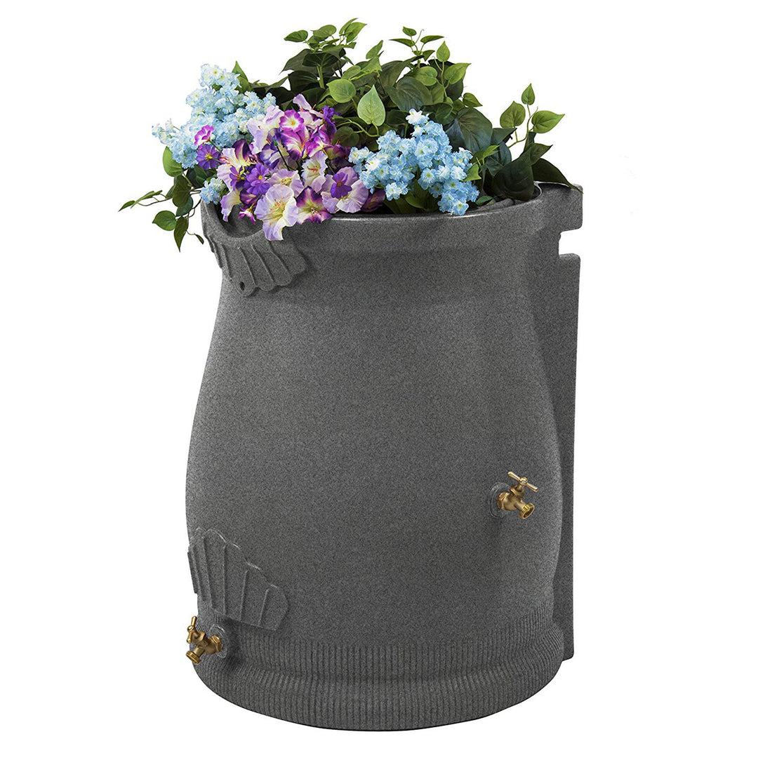 Good Ideas Rain Wizard 50 Gallon Plastic Rain Barrel Urn, Light Granite (2 Pack)