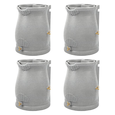 Good Ideas Rain Wizard 50 Gallon Plastic Rain Barrel Urn, Light Granite (4 Pack)