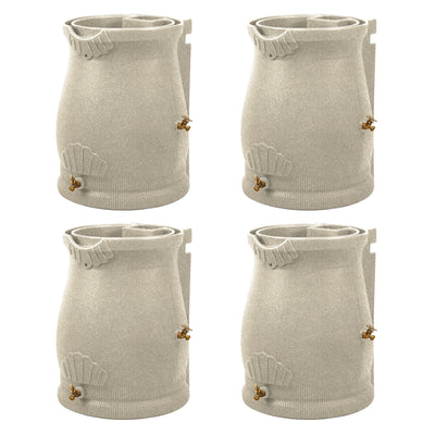 Good Ideas Rain Wizard 50 Gallon Plastic Rain Barrel Urn, Sandstone (4 Pack)