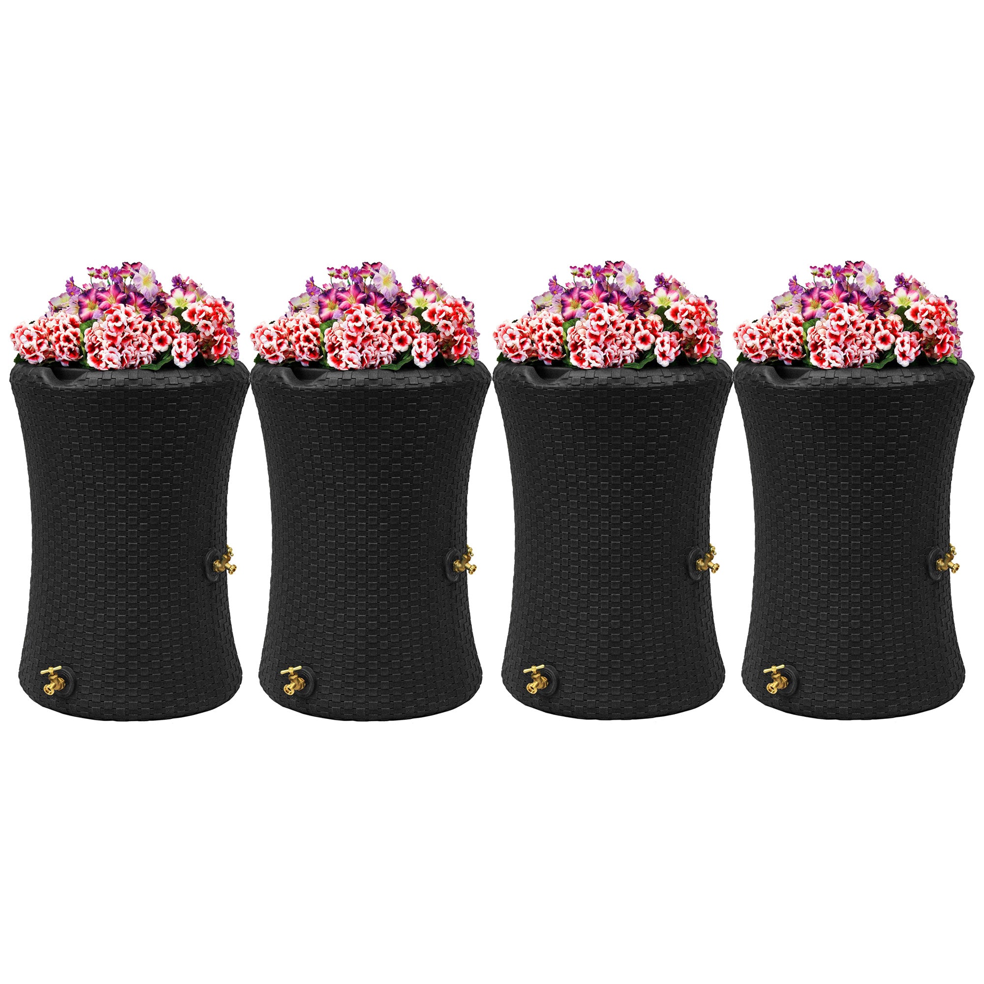 Good Ideas Impressions 50 Gal Nantucket Rain Barrel Planter, Black (4 Pack)