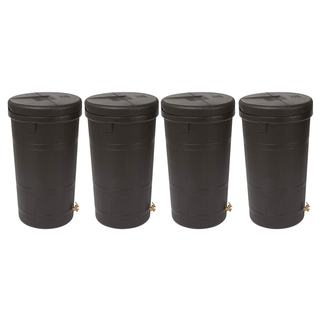 Good Ideas Aspen 50 Gal Rain Barrel Rain Collector Saver w/Brass Spigot (4 Pack)