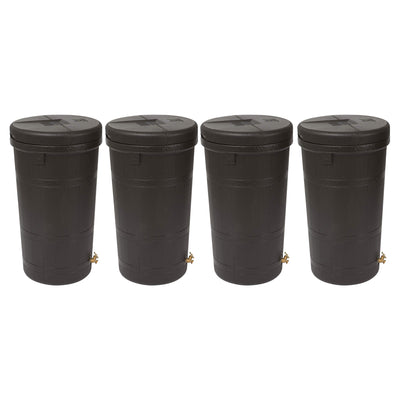Good Ideas Aspen 50 Gal Rain Barrel Rain Collector Saver w/Brass Spigot (4 Pack) - VMInnovations