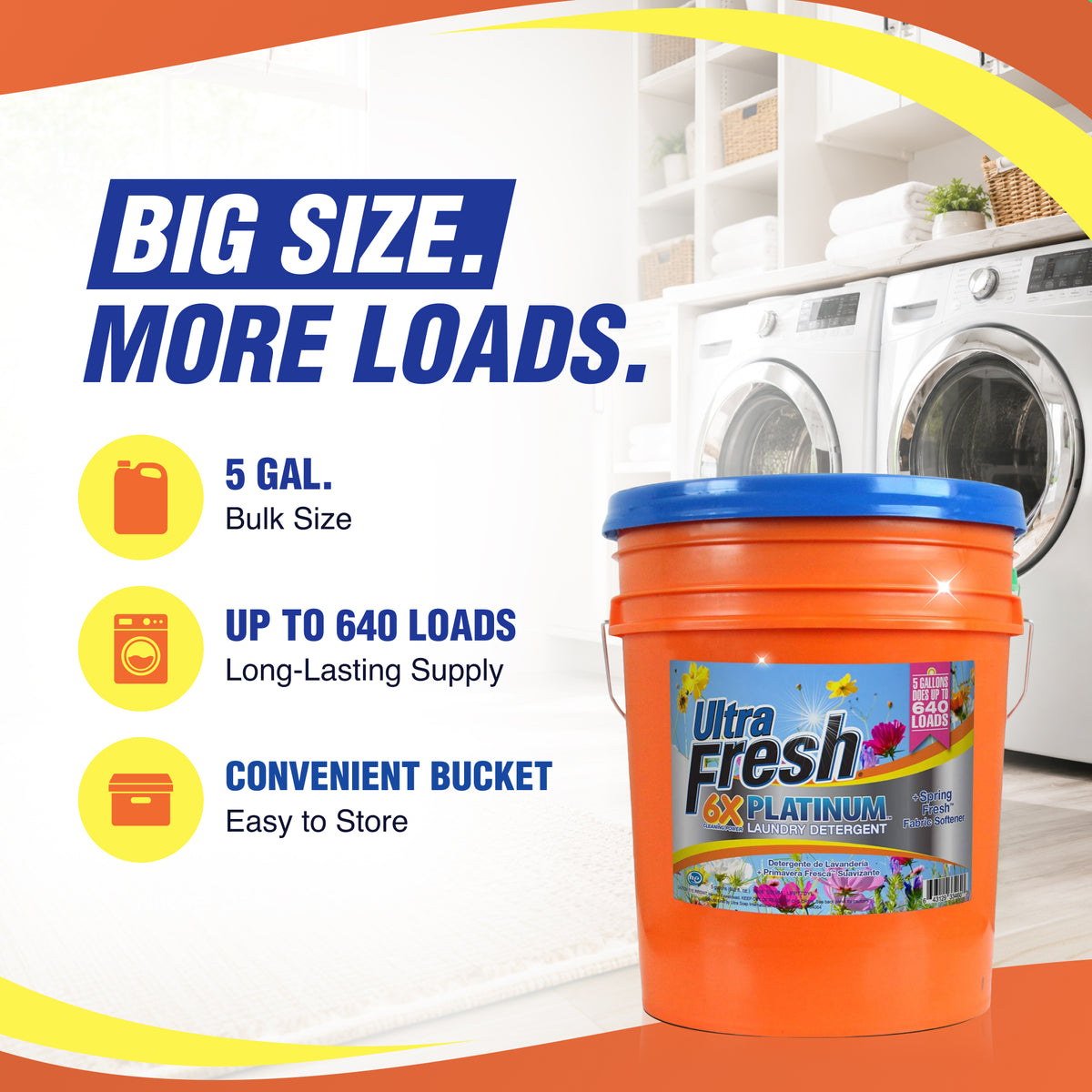 Ultra Fresh 6X Platinum 5 Gal Laundry Detergent w/ Spring Fresh Fabric Softener