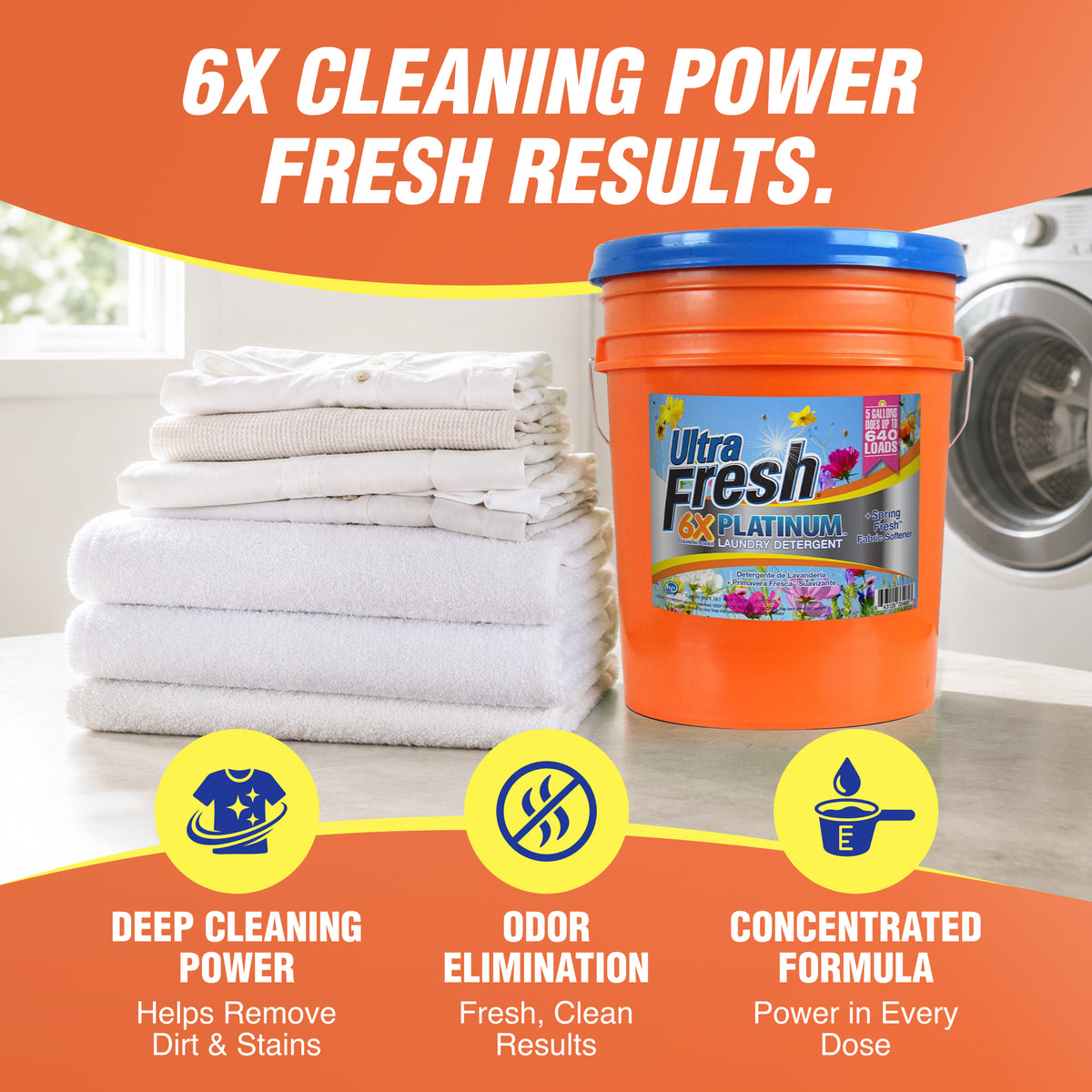 Ultra Fresh 6X Platinum 5 Gal Laundry Detergent w/ Spring Fresh Fabric Softener