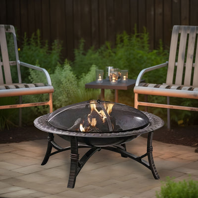 Four Seasons Courtyard 35 Inch Wood Burning Fire Bowl w/ Fire Grate, Black(Used)