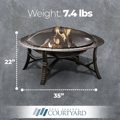 Four Seasons Courtyard 35 Inch Wood Burning Fire Bowl w/ Fire Grate, Black(Used) - VMInnovations