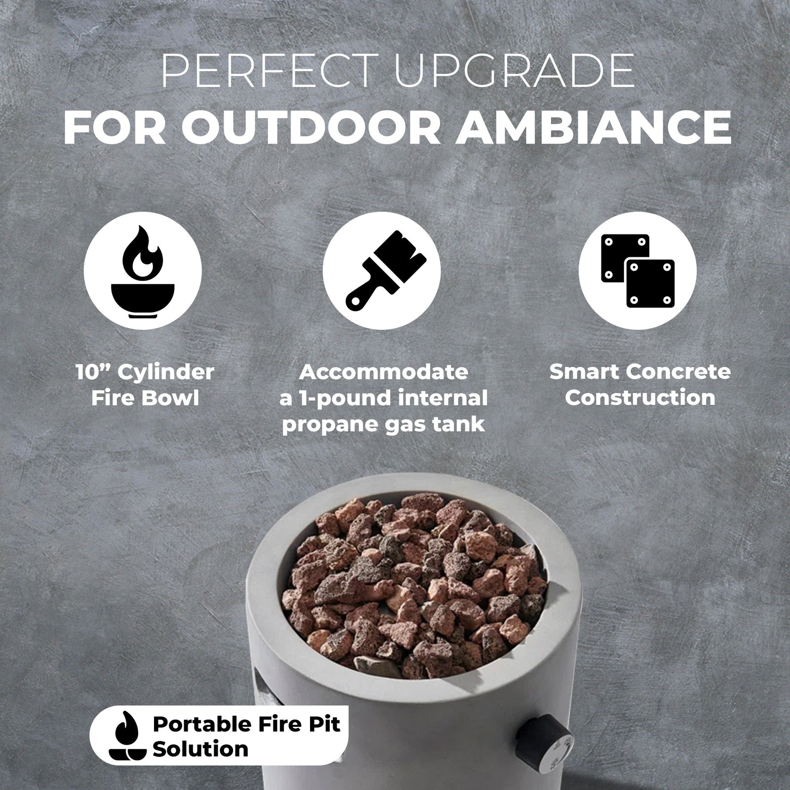 Four Seasons Courtyard 10,000 BTU 10 Inch Round Portable Gas Fire Pit (Open Box) - VMInnovations