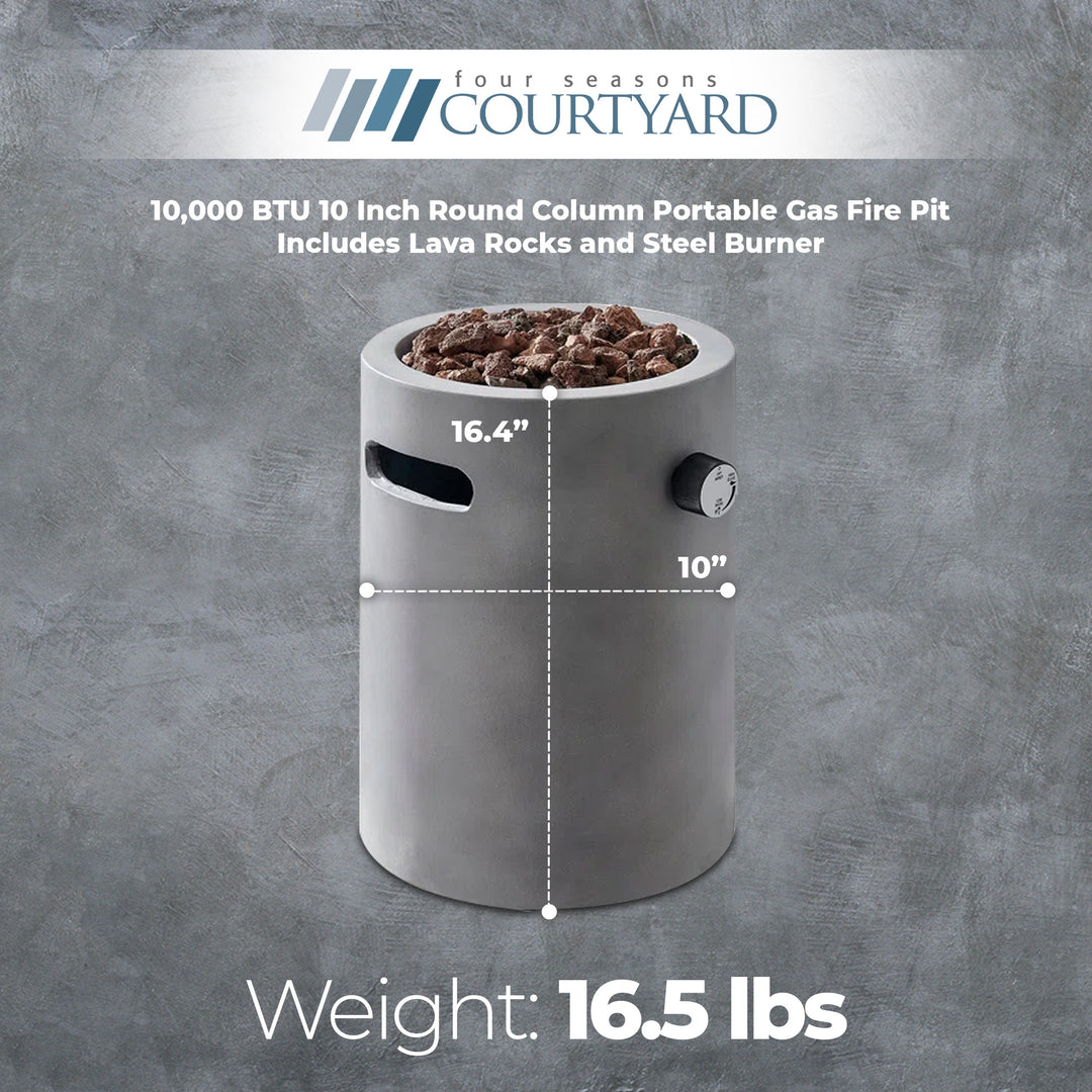 Four Seasons Courtyard 10,000 BTU 10 Inch Round Portable Gas Fire Pit (Open Box) - VMInnovations