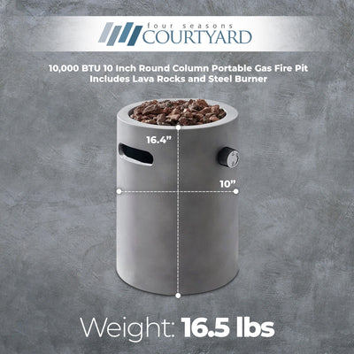 Four Seasons Courtyard 10,000 BTU 10 Inch Column Portable Gas Fire Pit (Used) - VMInnovations