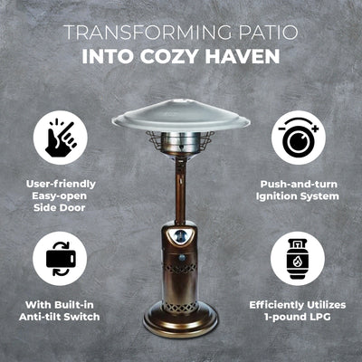 Four Seasons Courtyard 10000BTU Gas Heater Holds 1lb Propane Tank (Open Box) - VMInnovations
