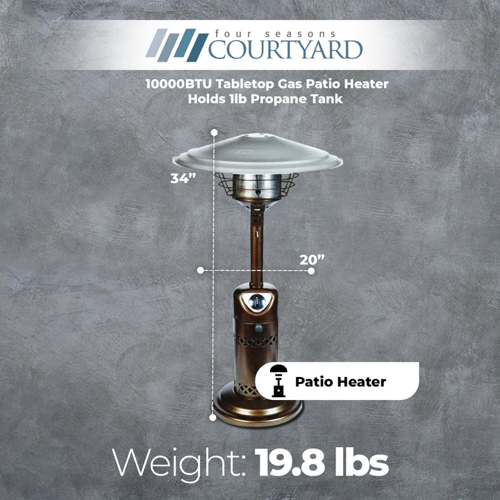 Four Seasons Courtyard 10000BTU Gas Heater Holds 1lb Propane Tank (Open Box) - VMInnovations