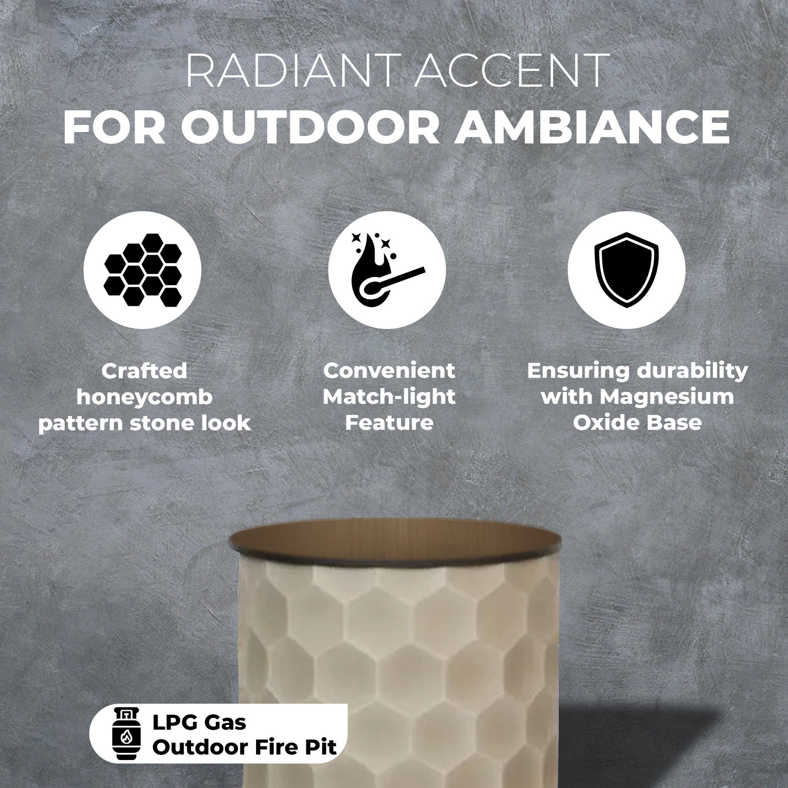 Four Seasons Courtyard Gas Fire Pit with Honeycomb Stone Pattern (For Parts) - VMInnovations