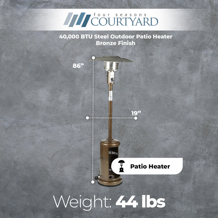 Four Seasons Courtyard 40,000 BTU Steel Patio Heater, Bronze Finish (Open Box) - VMInnovations