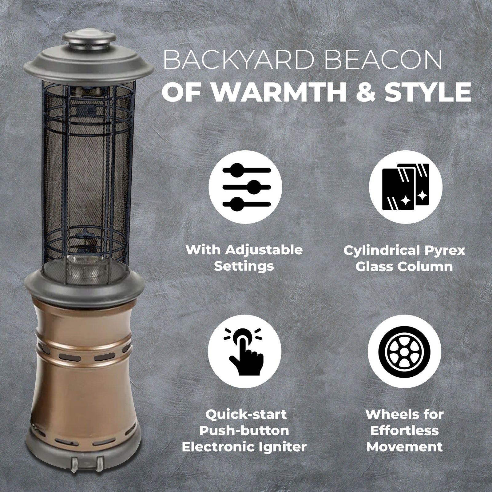 Four Seasons Courtyard Inferno 36,000 BTU Steel Outdoor Patio Heater, Bronze - VMInnovations